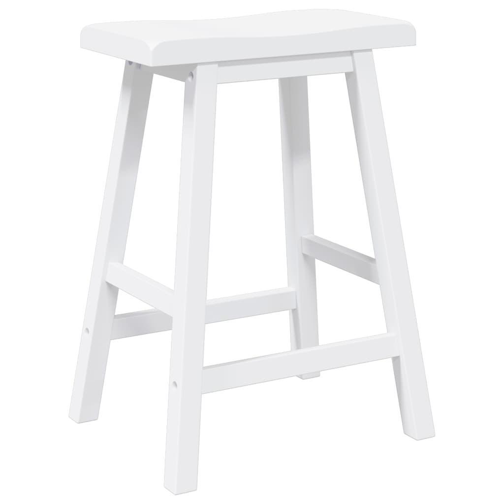 Tabourets de bar (lot de 2) en bois massif blanc et caoutchouc - XIOS