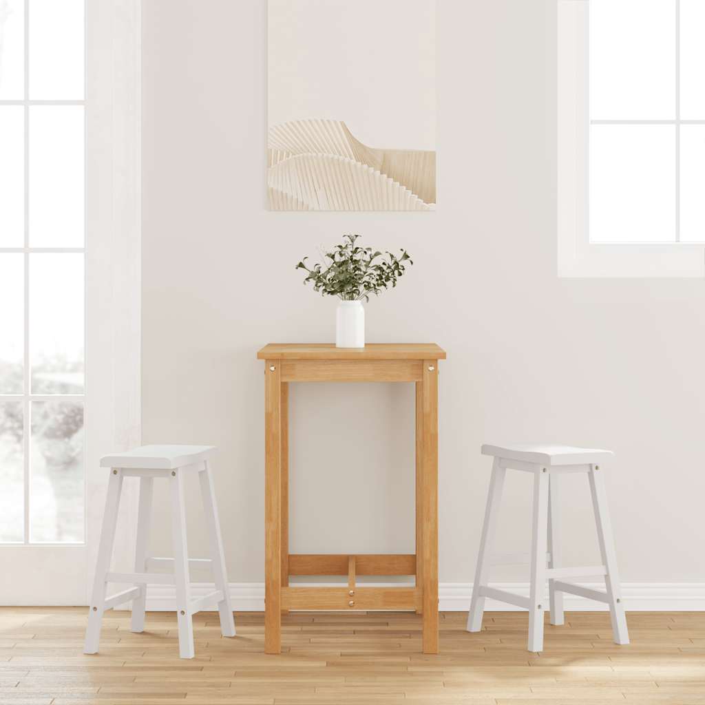 Tabourets de bar (lot de 2) en bois massif blanc et caoutchouc - XIOS