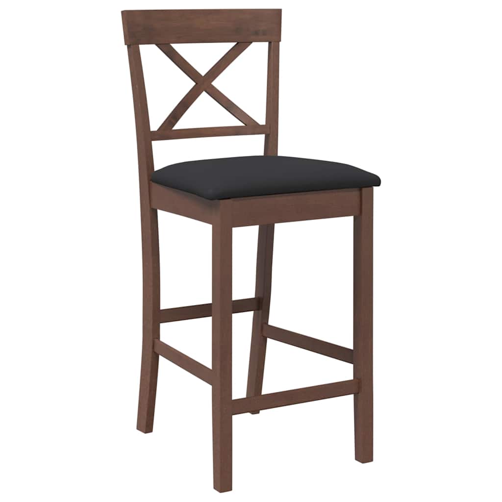 Tabourets de bar avec coussins (lot de 2) en bois massif marron et caoutchouc - XIOS