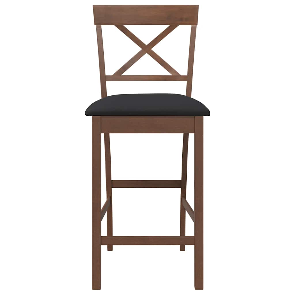 Tabourets de bar avec coussins (lot de 2) en bois massif marron et caoutchouc - XIOS