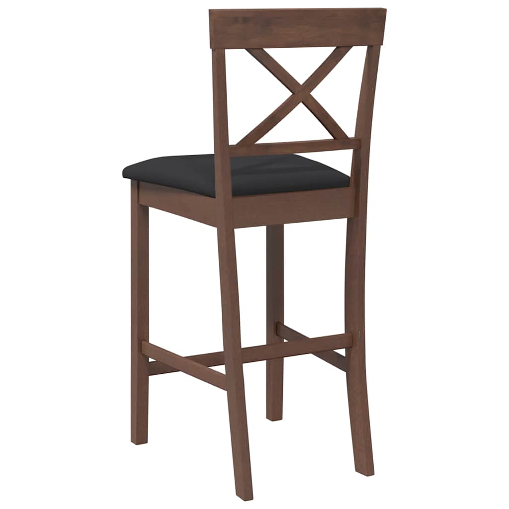 Tabourets de bar avec coussins (lot de 2) en bois massif marron et caoutchouc - XIOS