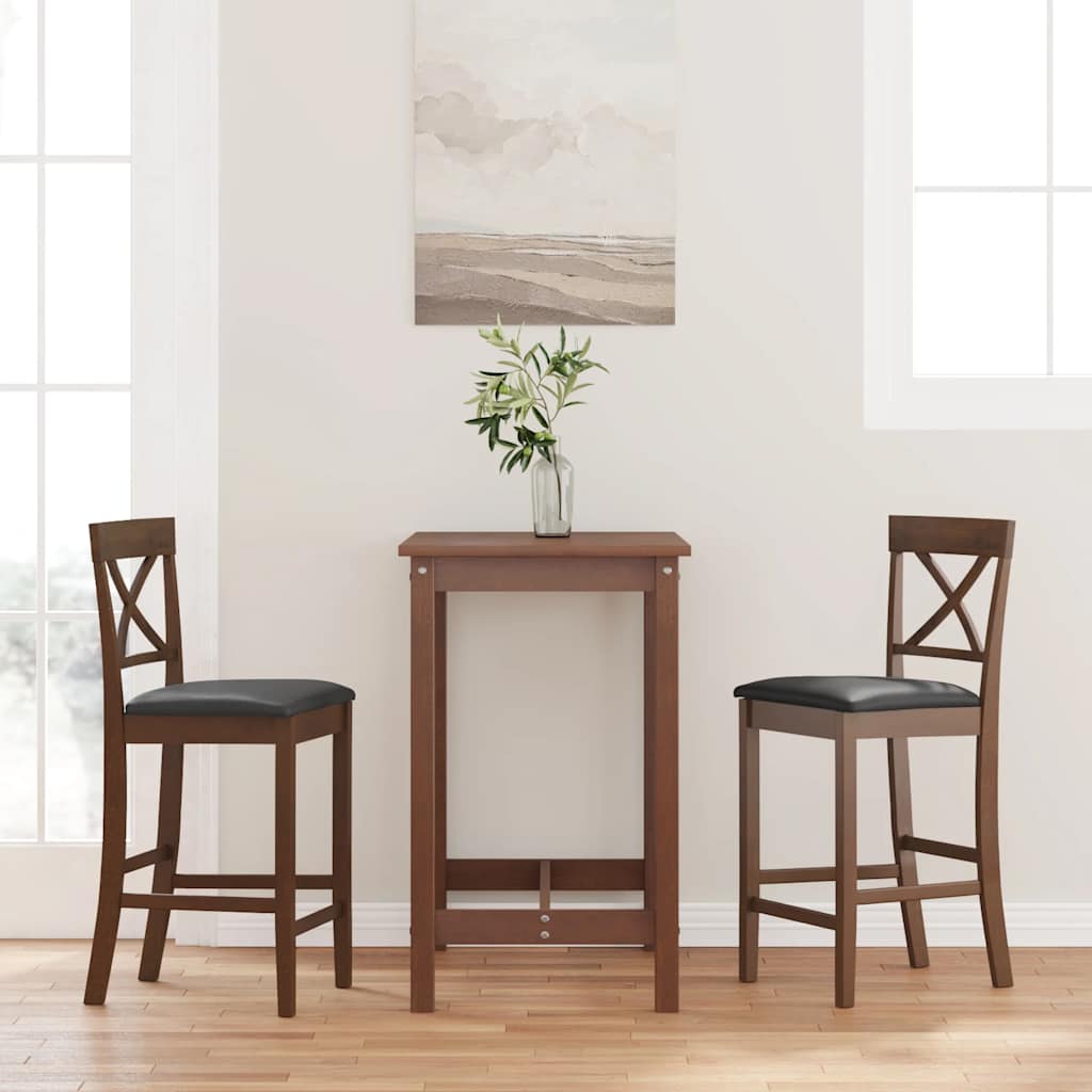 Tabourets de bar avec coussins (lot de 2) en bois massif marron et caoutchouc - XIOS
