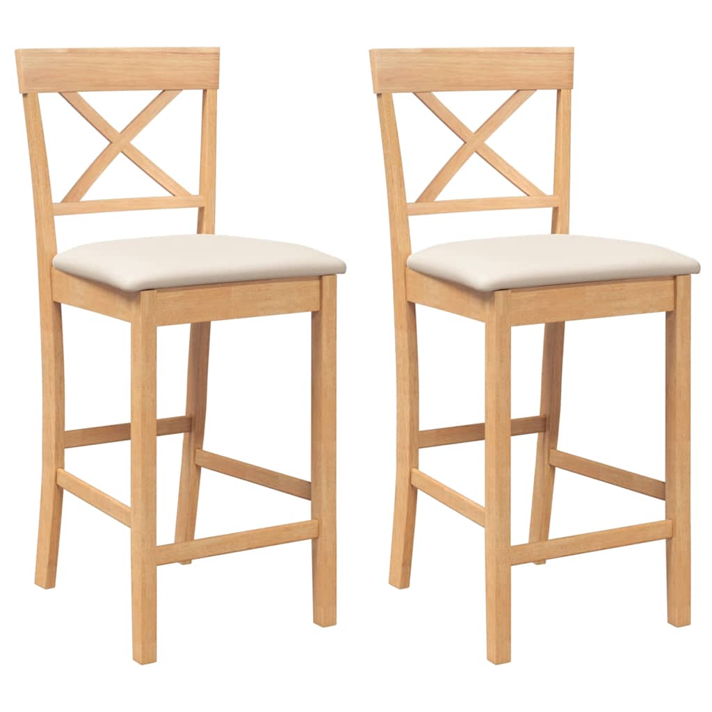 Tabourets de bar avec coussins (2 pcs) en bois massif naturel et caoutchouc - XIOS