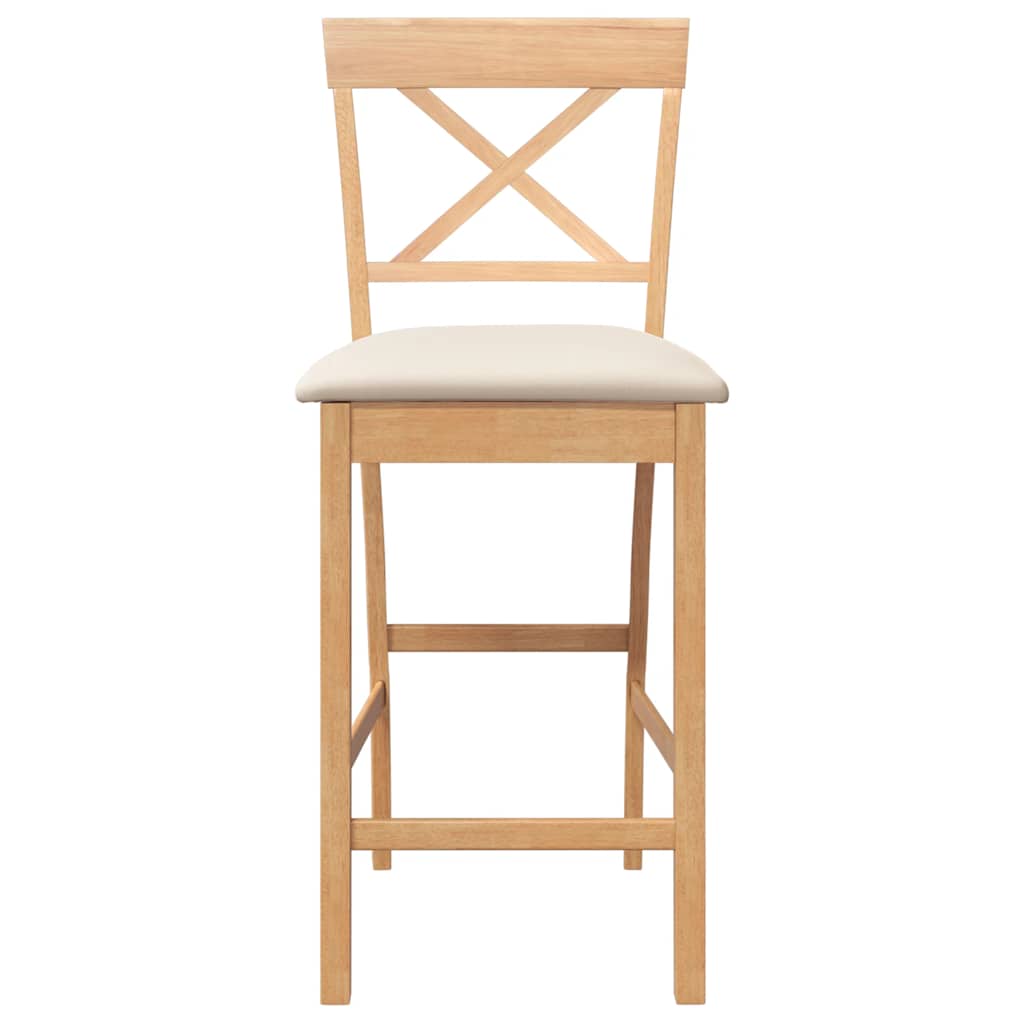 Tabourets de bar avec coussins (2 pcs) en bois massif naturel et caoutchouc - XIOS