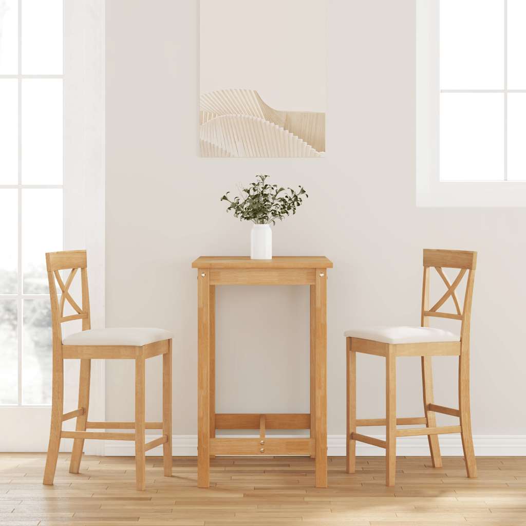 Tabourets de bar avec coussins (2 pcs) en bois massif naturel et caoutchouc - XIOS