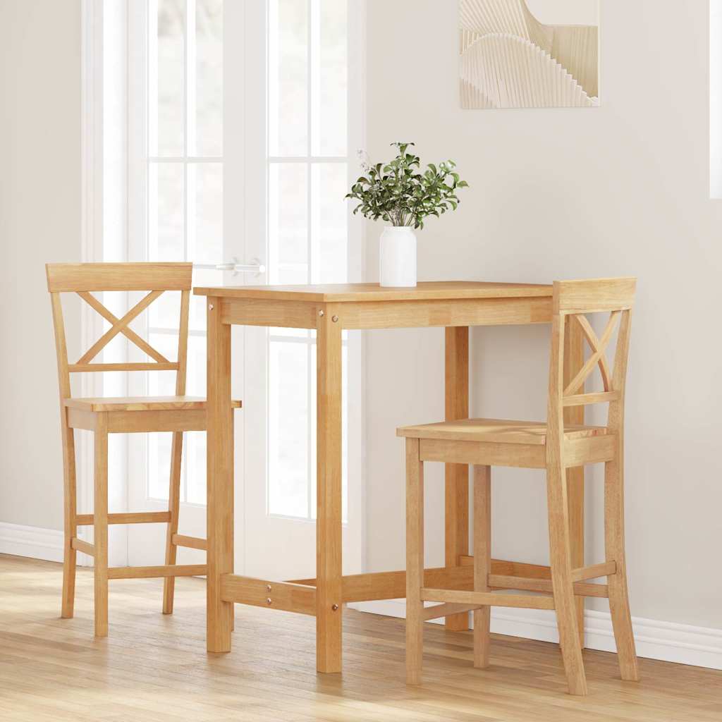 Tabourets de bar (lot de 2) en bois massif naturel et caoutchouc - XIOS