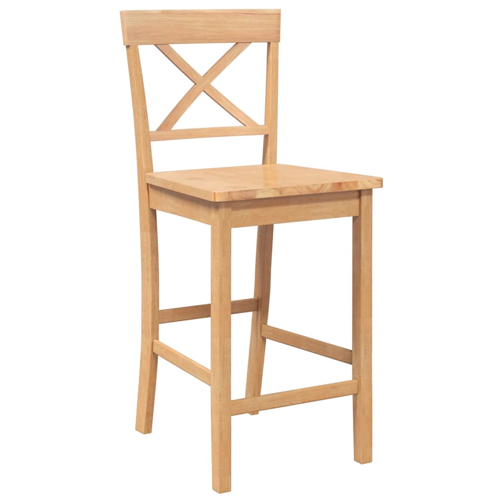 Tabourets de bar (lot de 2) en bois massif naturel et caoutchouc - XIOS