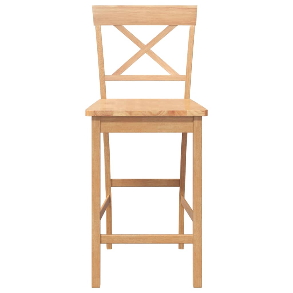 Tabourets de bar (lot de 2) en bois massif naturel et caoutchouc - XIOS