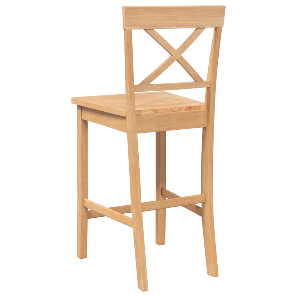 Tabourets de bar (lot de 2) en bois massif naturel et caoutchouc - XIOS