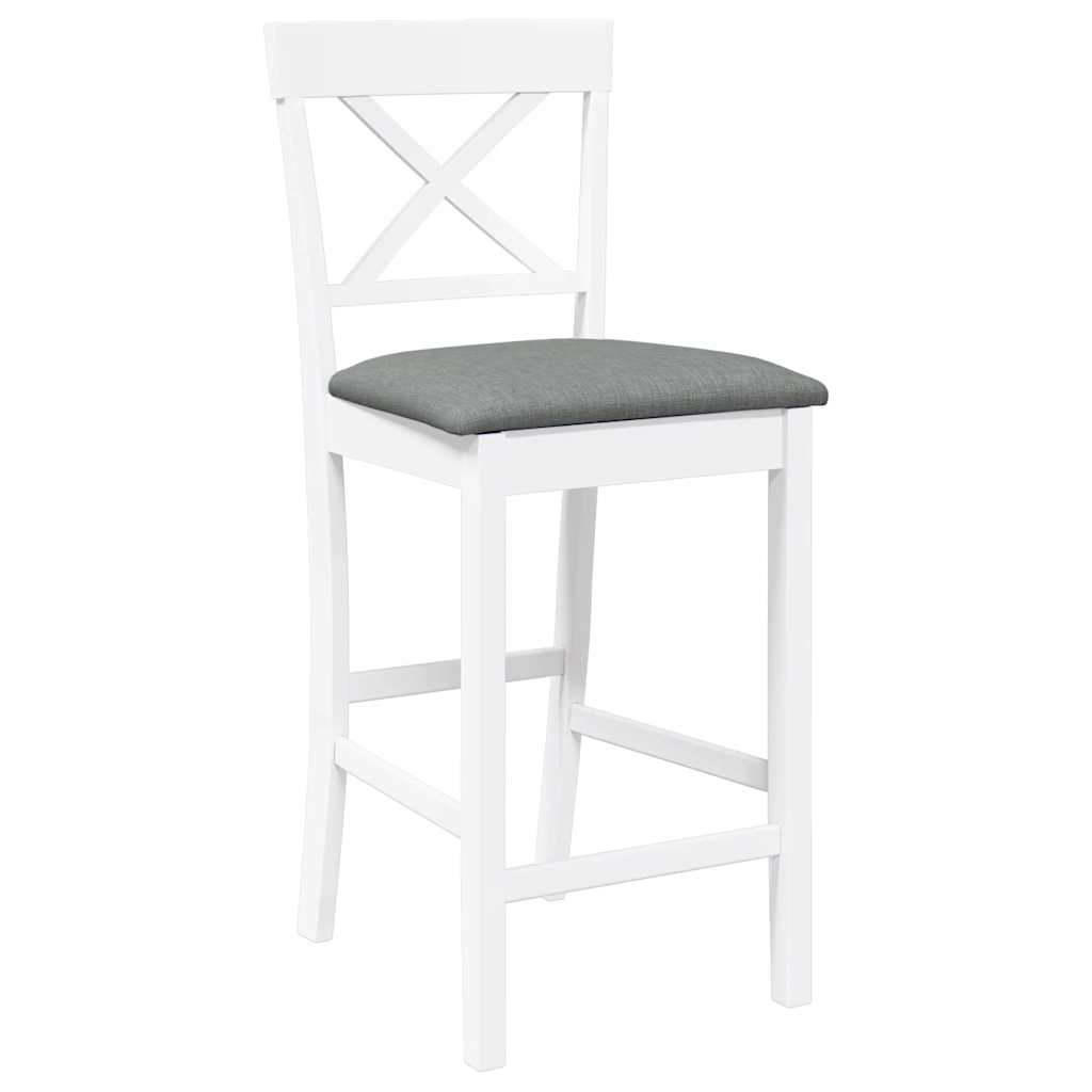 Tabourets de bar avec coussins (lot de 2) en bois massif blanc et caoutchouc - XIOS