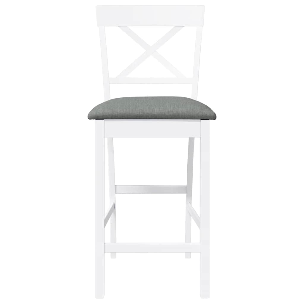 Tabourets de bar avec coussins (lot de 2) en bois massif blanc et caoutchouc - XIOS