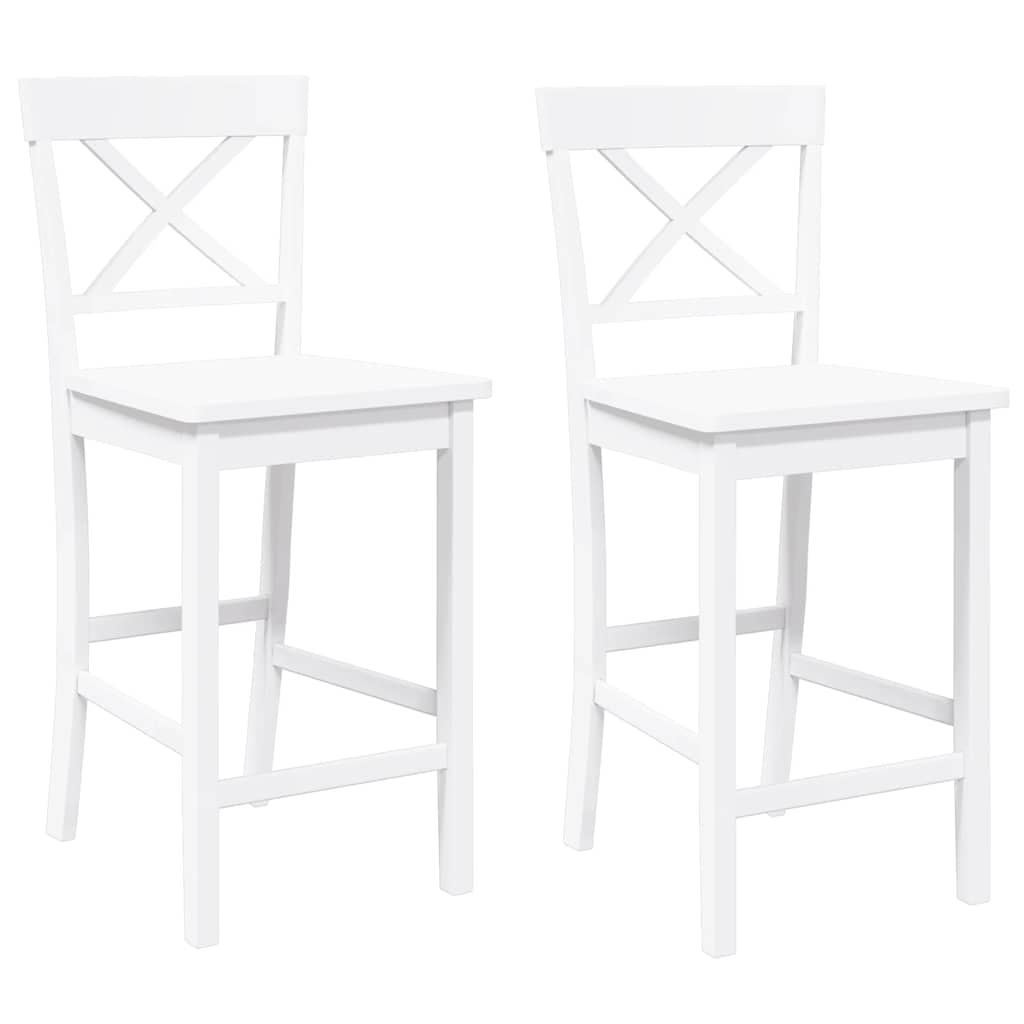 Tabourets de bar (lot de 2) en bois massif blanc et caoutchouc - XIOS
