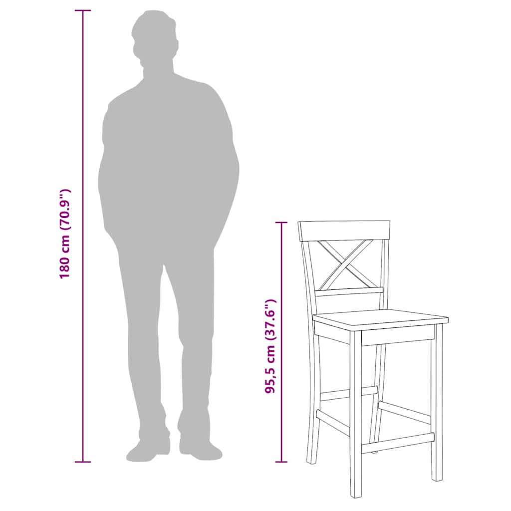 Tabourets de bar (lot de 2) en bois massif blanc et caoutchouc - XIOS
