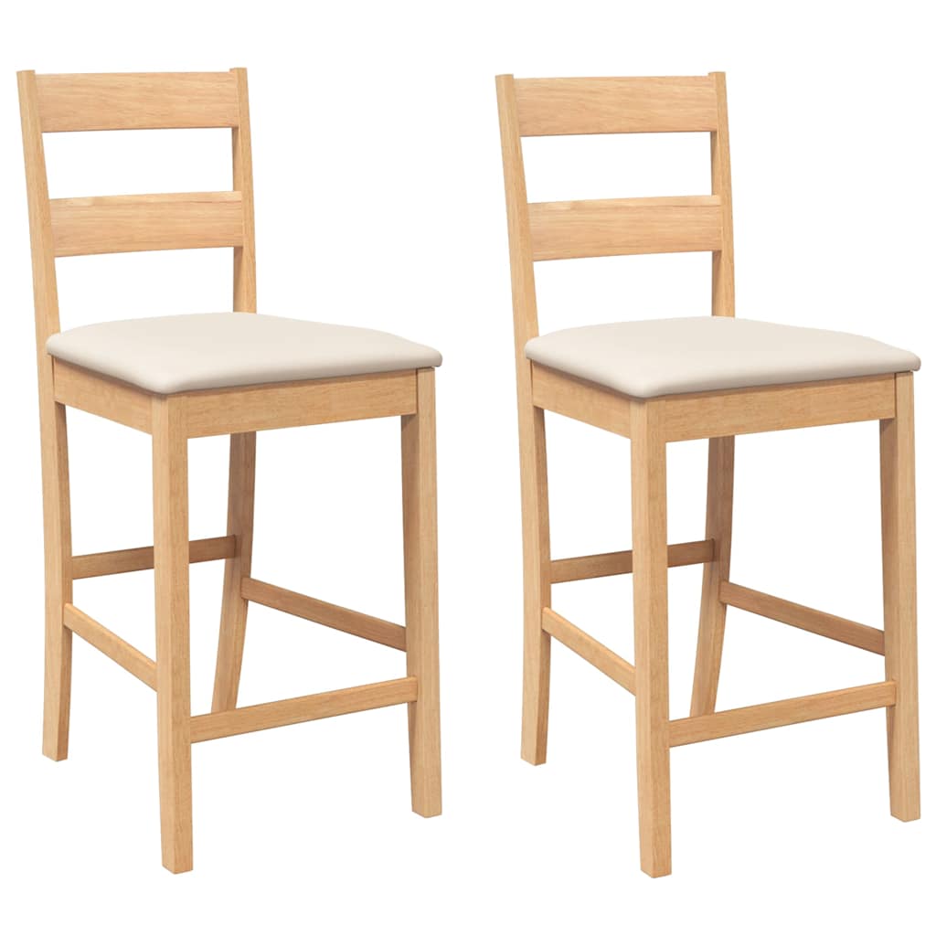 Tabourets de bar avec coussins 2pcs naturel bois massif d'hévéa - XIOS
