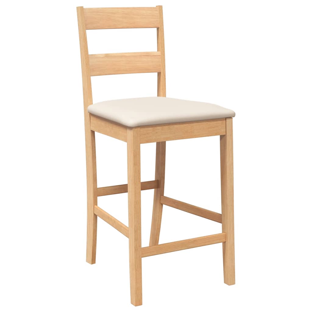 Tabourets de bar avec coussins 2pcs naturel bois massif d'hévéa - XIOS