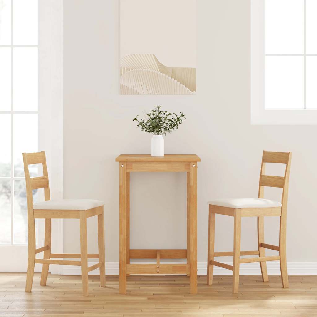 Tabourets de bar avec coussins 2pcs naturel bois massif d'hévéa - XIOS