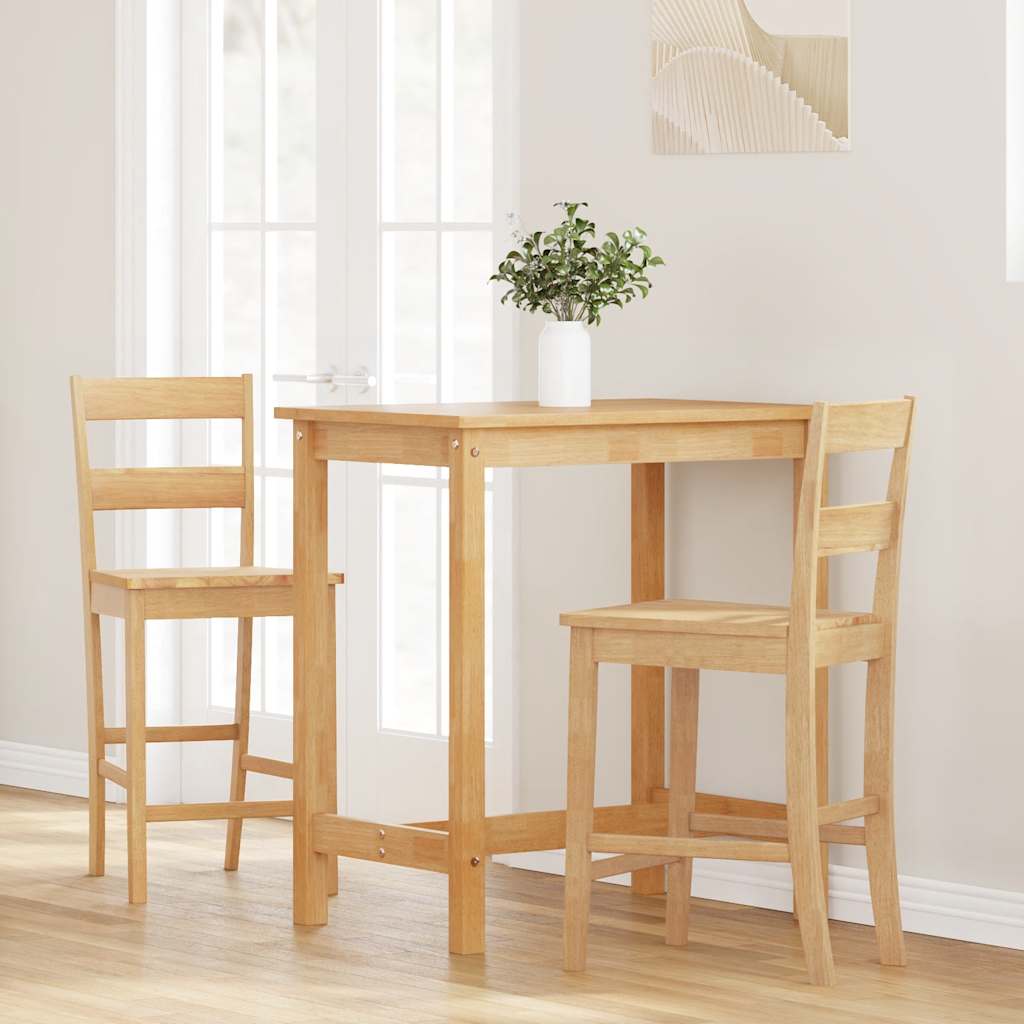 Tabourets de bar 2 pcs naturel bois massif d'hévéa - XIOS