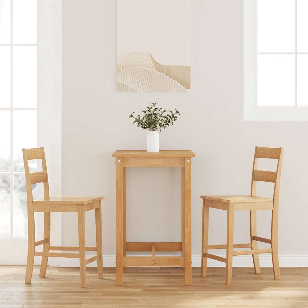 Tabourets de bar 2 pcs naturel bois massif d'hévéa - XIOS