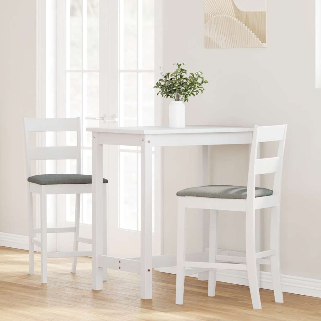 Tabourets de bar avec coussins 2 pcs blanc bois massif d'hévéa - XIOS