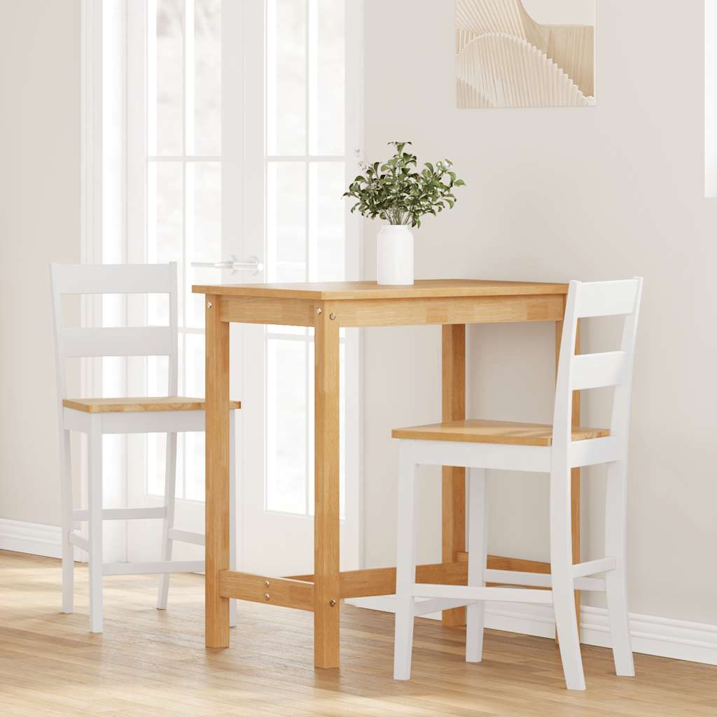 Tabourets de bar 2 pcs blanc bois massif d'hévéa - XIOS