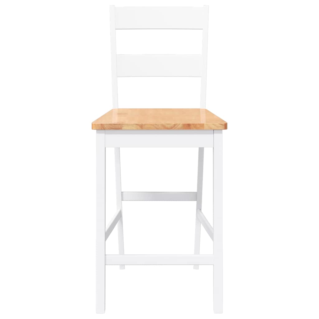 Tabourets de bar 2 pcs blanc bois massif d'hévéa - XIOS
