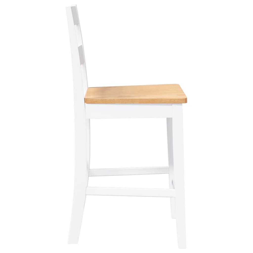 Tabourets de bar 2 pcs blanc bois massif d'hévéa - XIOS
