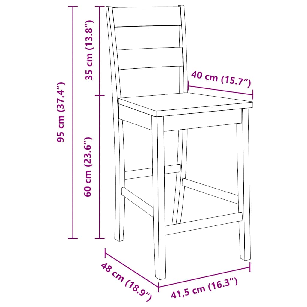 Tabourets de bar 2 pcs blanc bois massif d'hévéa - XIOS