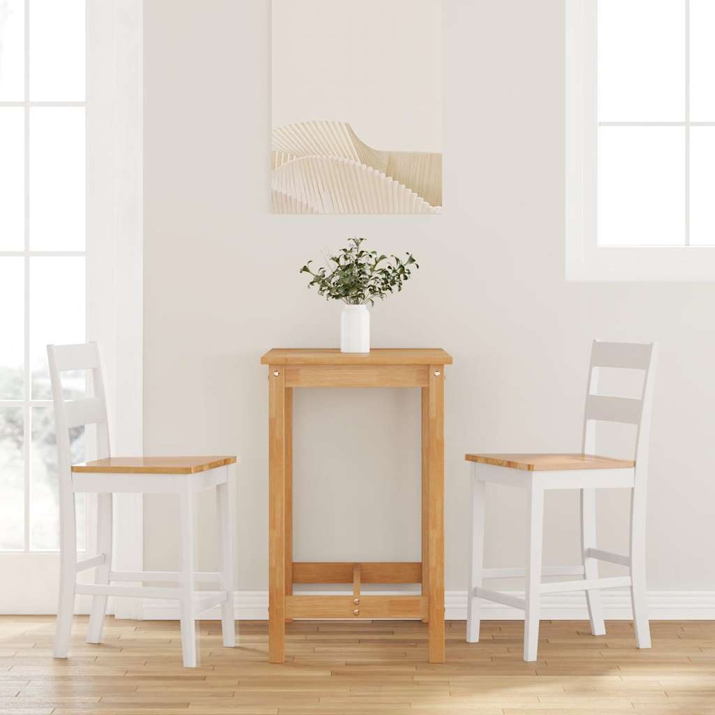 Tabourets de bar 2 pcs blanc bois massif d'hévéa - XIOS