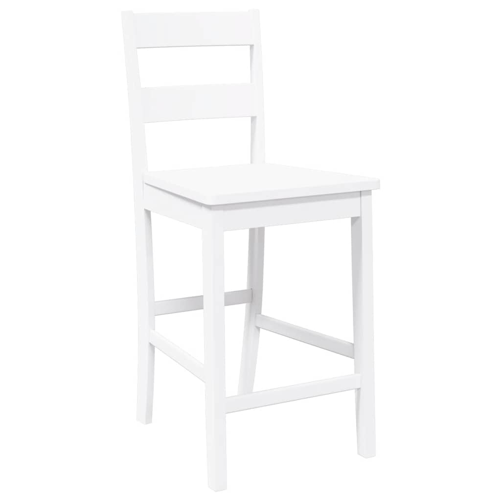 Tabourets de bar 2 pcs blanc bois massif d'hévéa - XIOS