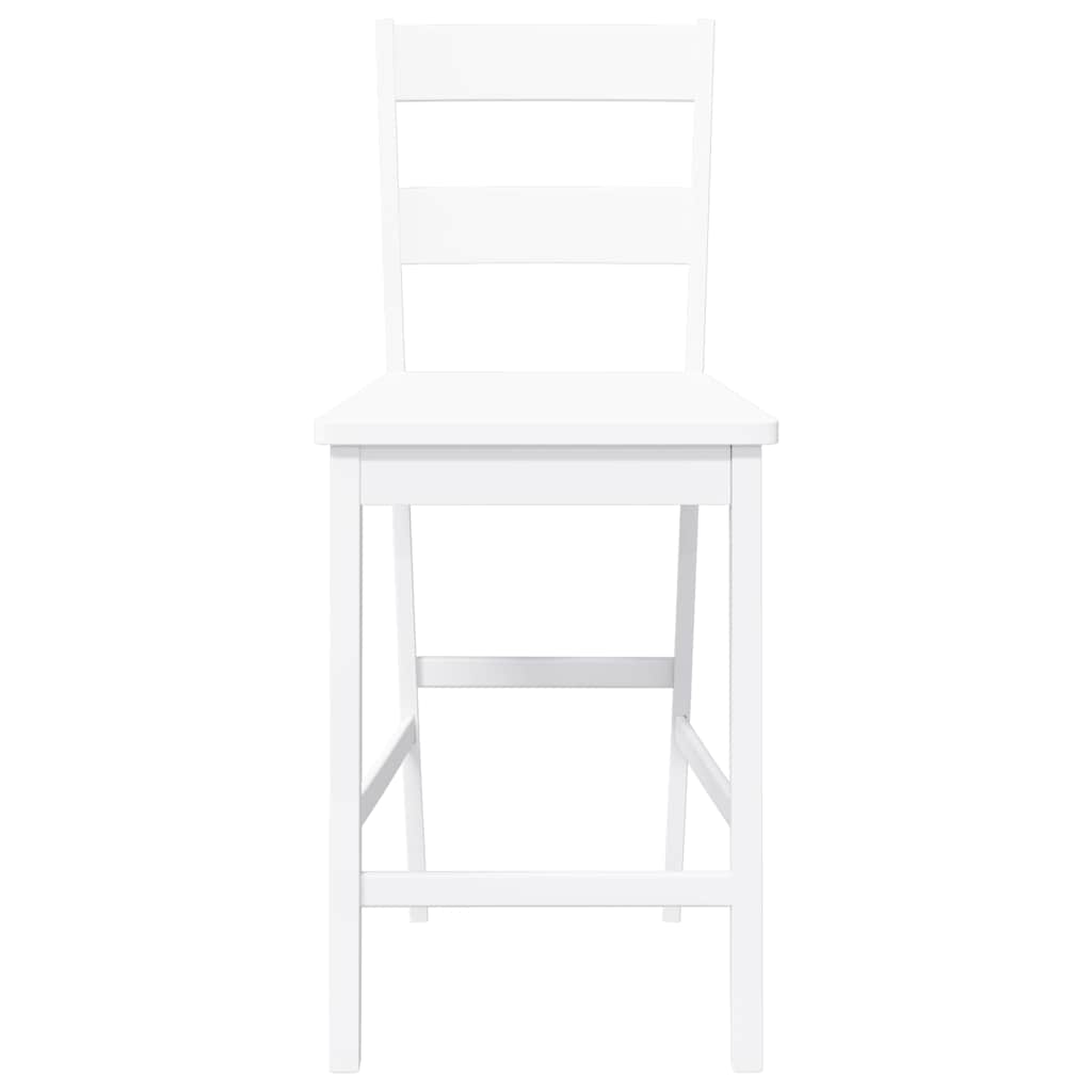 Tabourets de bar 2 pcs blanc bois massif d'hévéa - XIOS