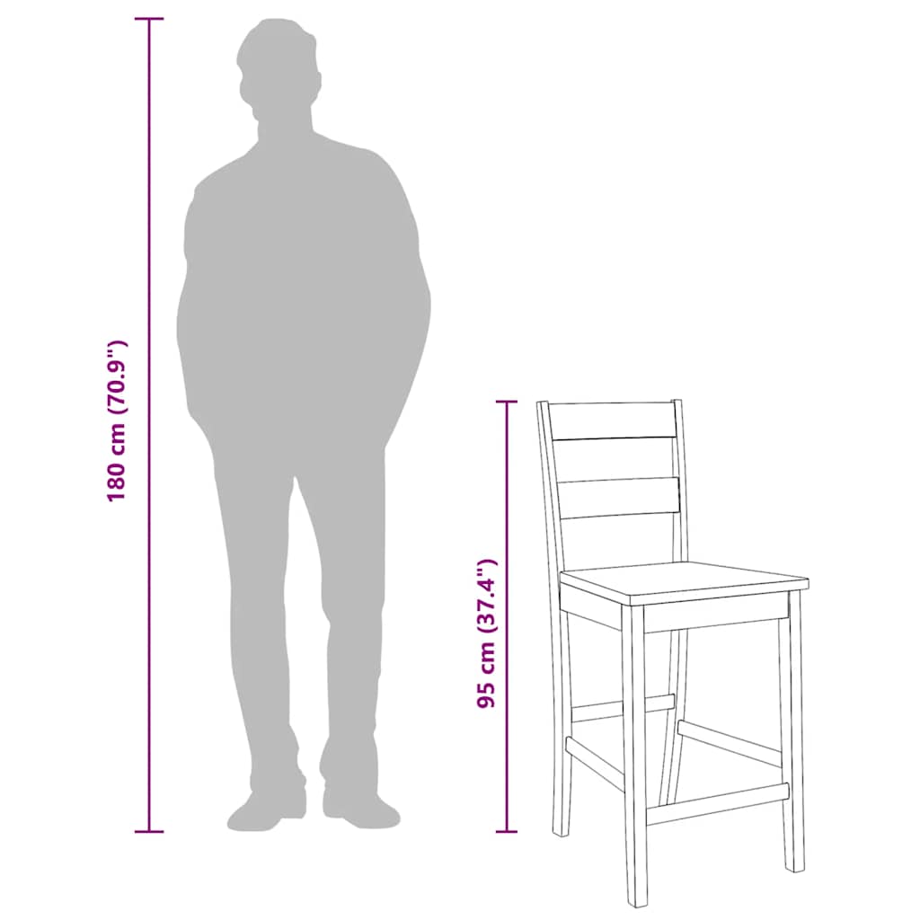 Tabourets de bar 2 pcs blanc bois massif d'hévéa - XIOS