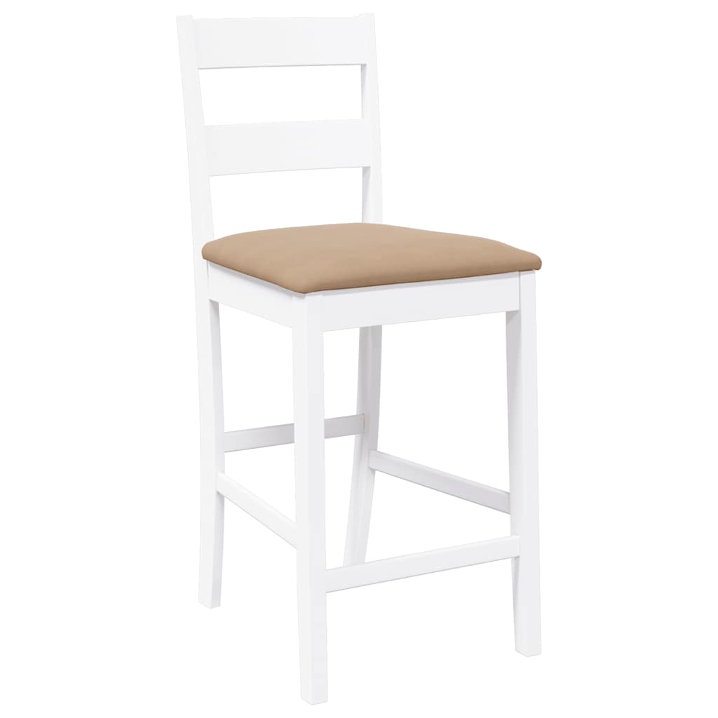 Tabourets de bar avec coussins 2 pcs blanc bois massif d'hévéa - XIOS