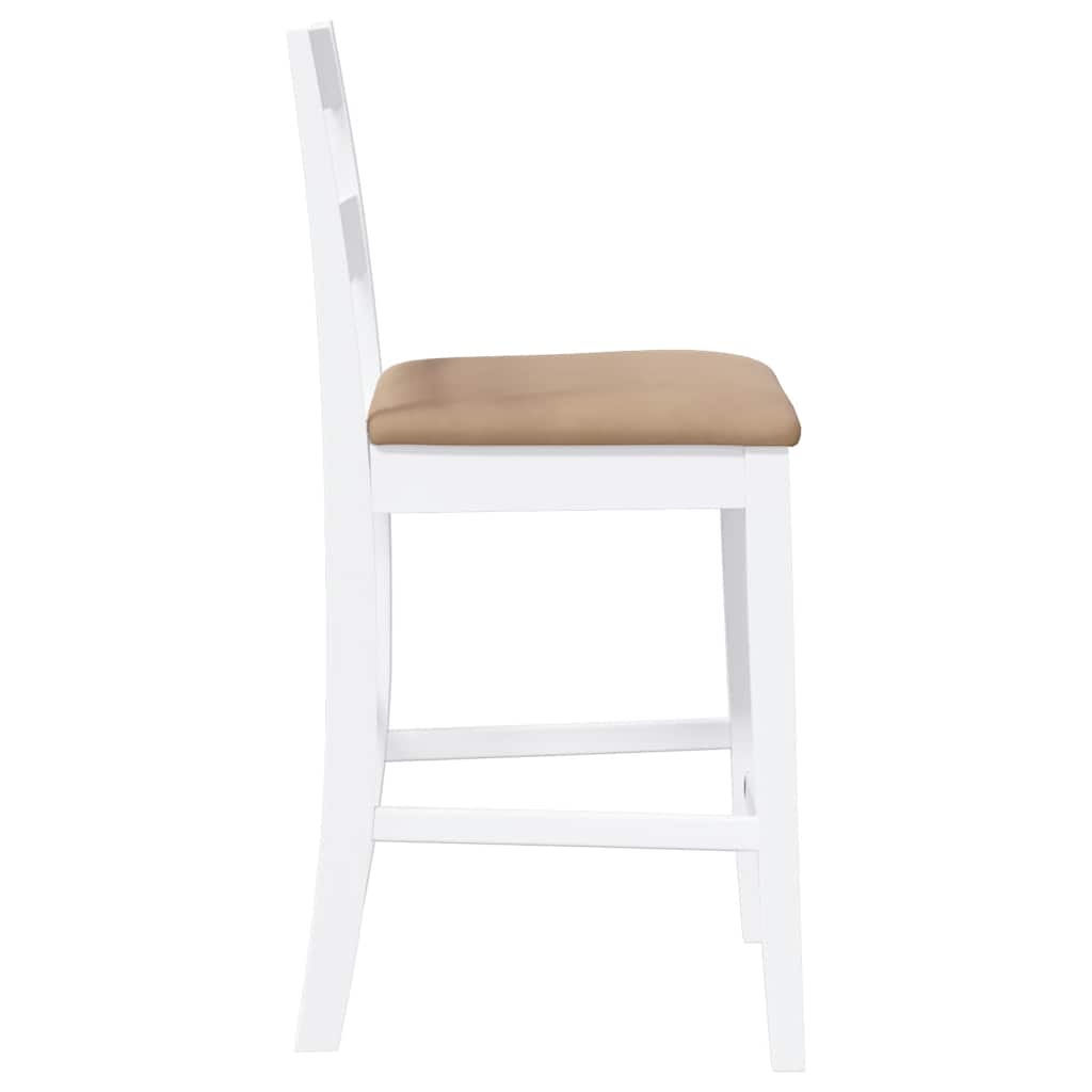 Tabourets de bar avec coussins 2 pcs blanc bois massif d'hévéa - XIOS