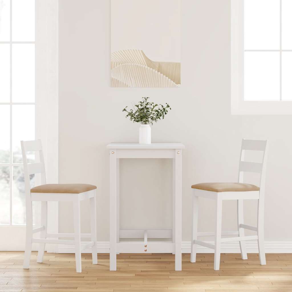 Tabourets de bar avec coussins 2 pcs blanc bois massif d'hévéa - XIOS