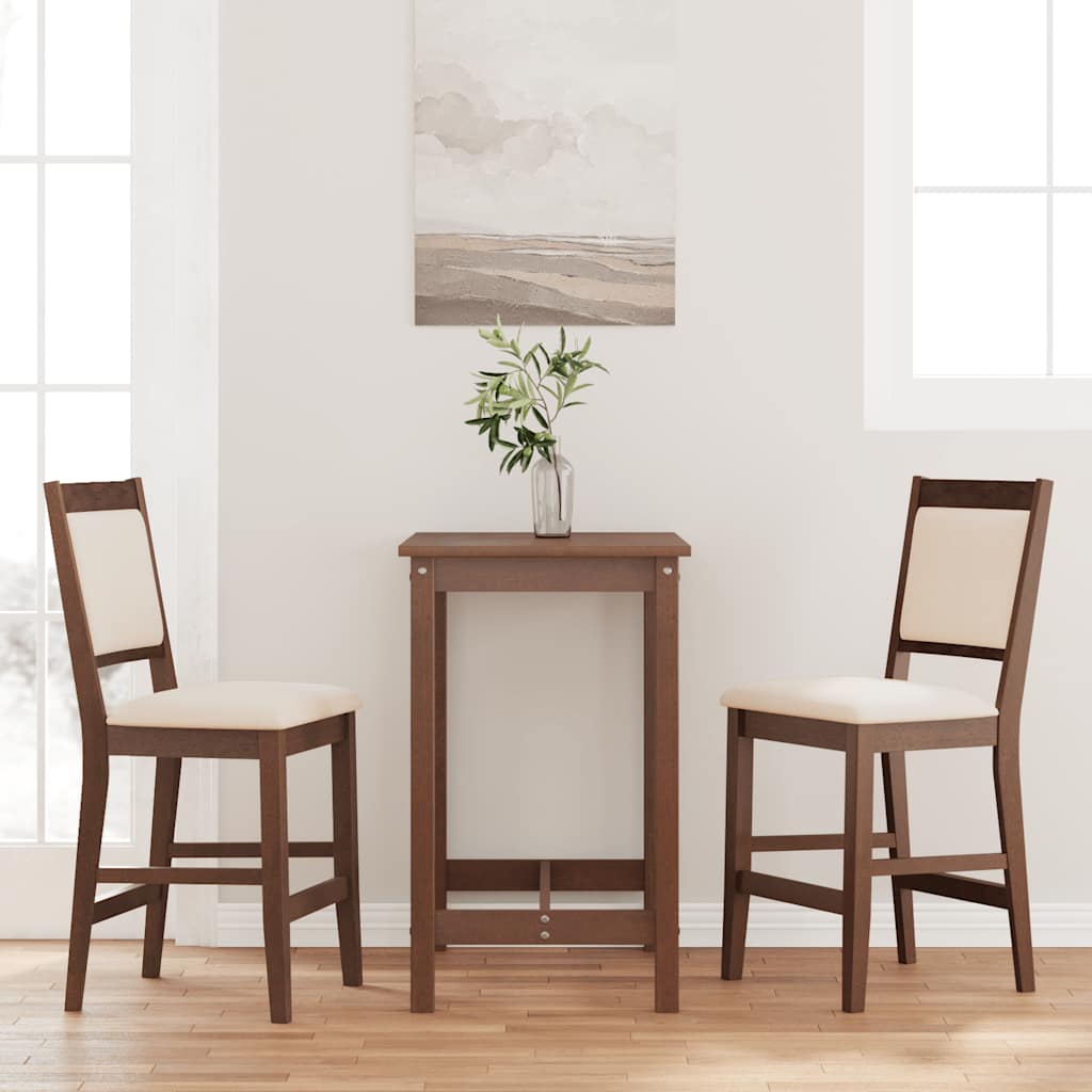 Tabourets de bar avec coussins (lot de 2) en bois massif marron et caoutchouc - XIOS
