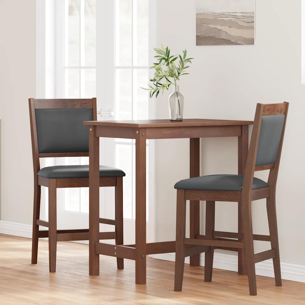 Tabourets de bar avec coussins (lot de 2) en bois massif marron et caoutchouc - XIOS