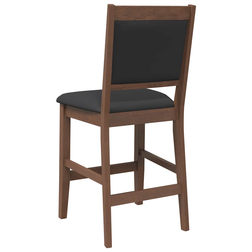 Tabourets de bar avec coussins (lot de 2) en bois massif marron et caoutchouc - XIOS