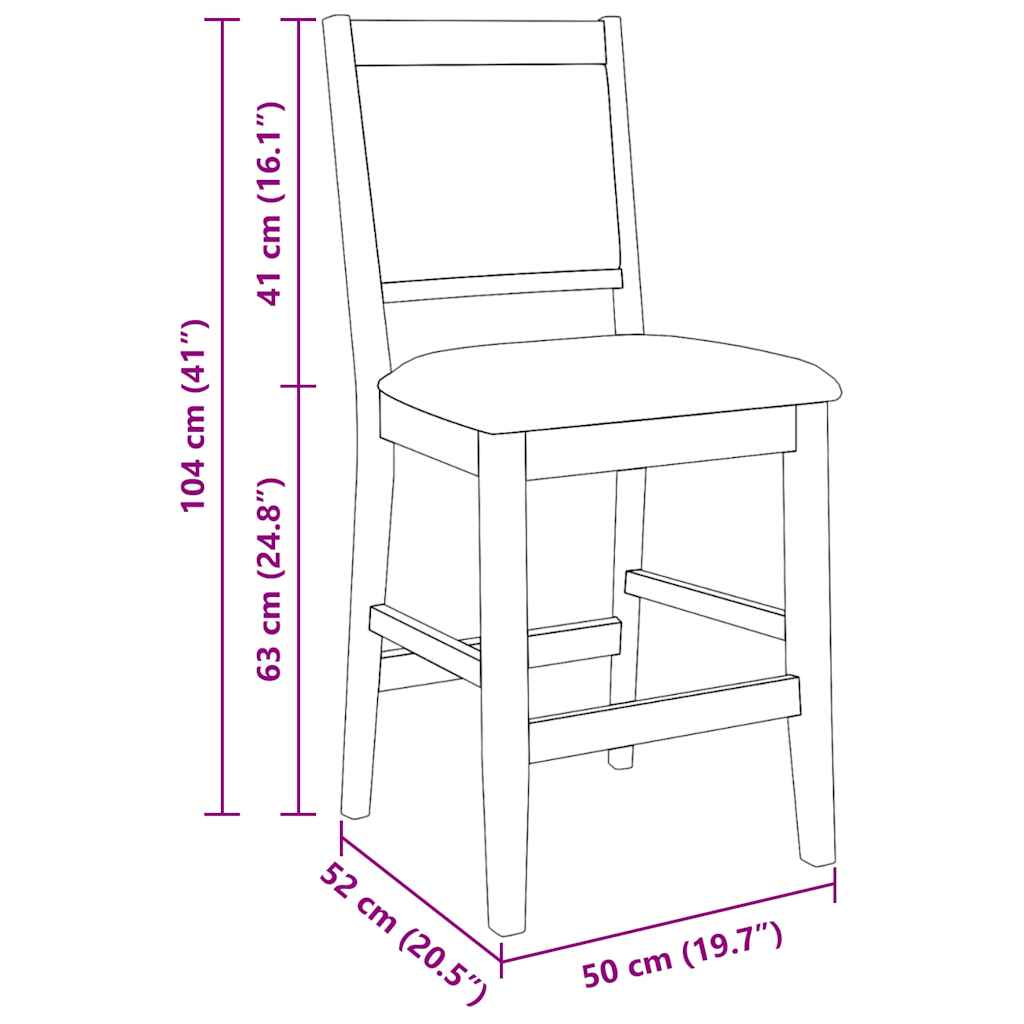 Tabourets de bar avec coussins (lot de 2) en bois massif marron et caoutchouc - XIOS