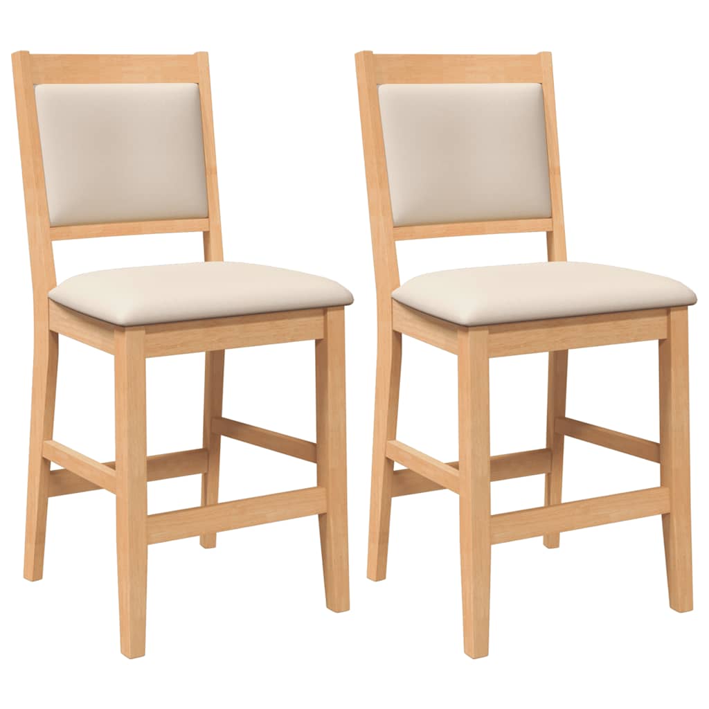 Tabourets de bar avec coussins (2 pcs) en bois massif naturel et caoutchouc - XIOS