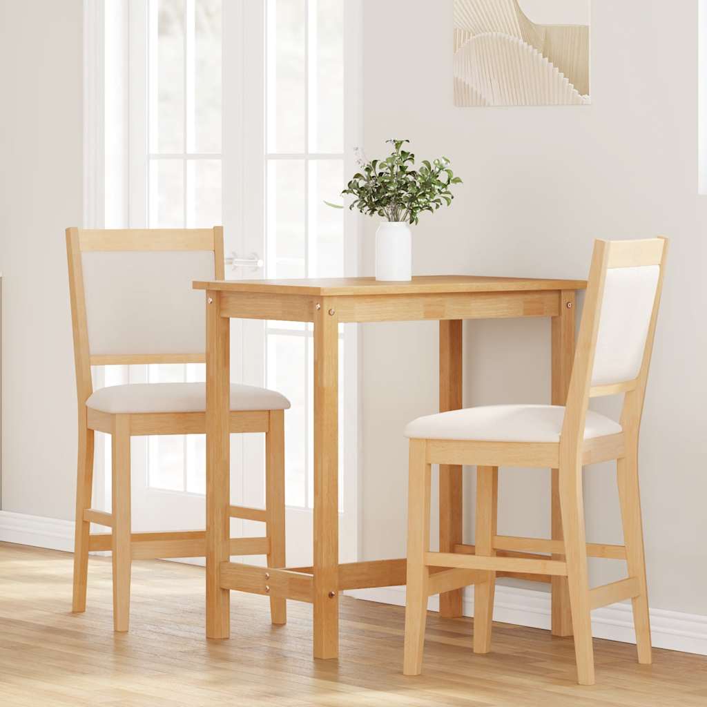 Tabourets de bar avec coussins (2 pcs) en bois massif naturel et caoutchouc - XIOS