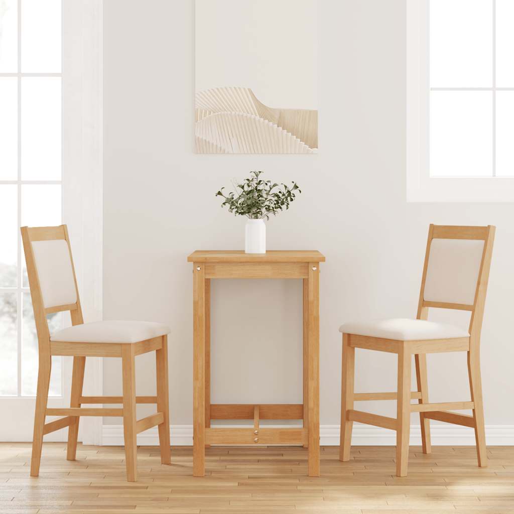 Tabourets de bar avec coussins (2 pcs) en bois massif naturel et caoutchouc - XIOS