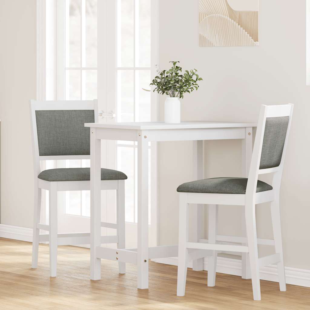 Tabourets de bar avec coussins (lot de 2) en bois massif blanc et caoutchouc - XIOS