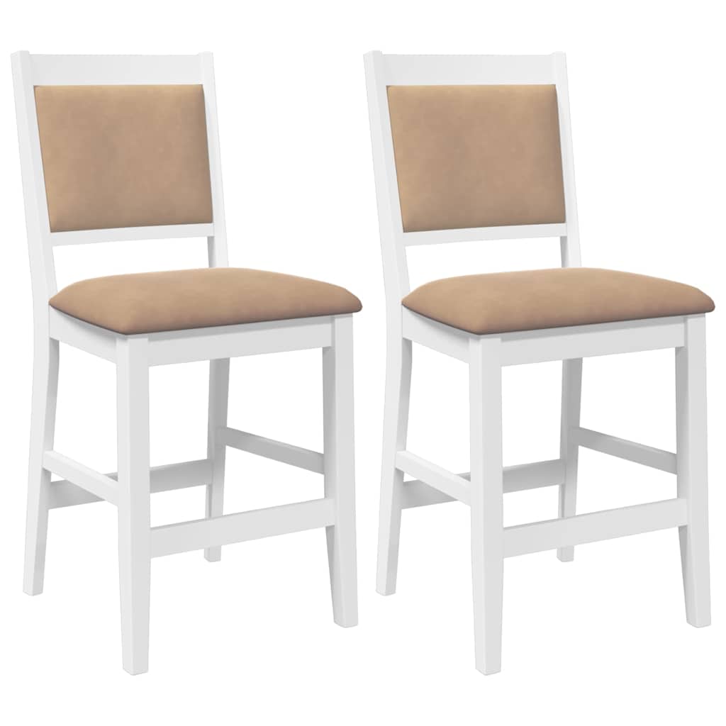 Tabourets de bar avec coussins (lot de 2) en bois massif blanc et caoutchouc - XIOS