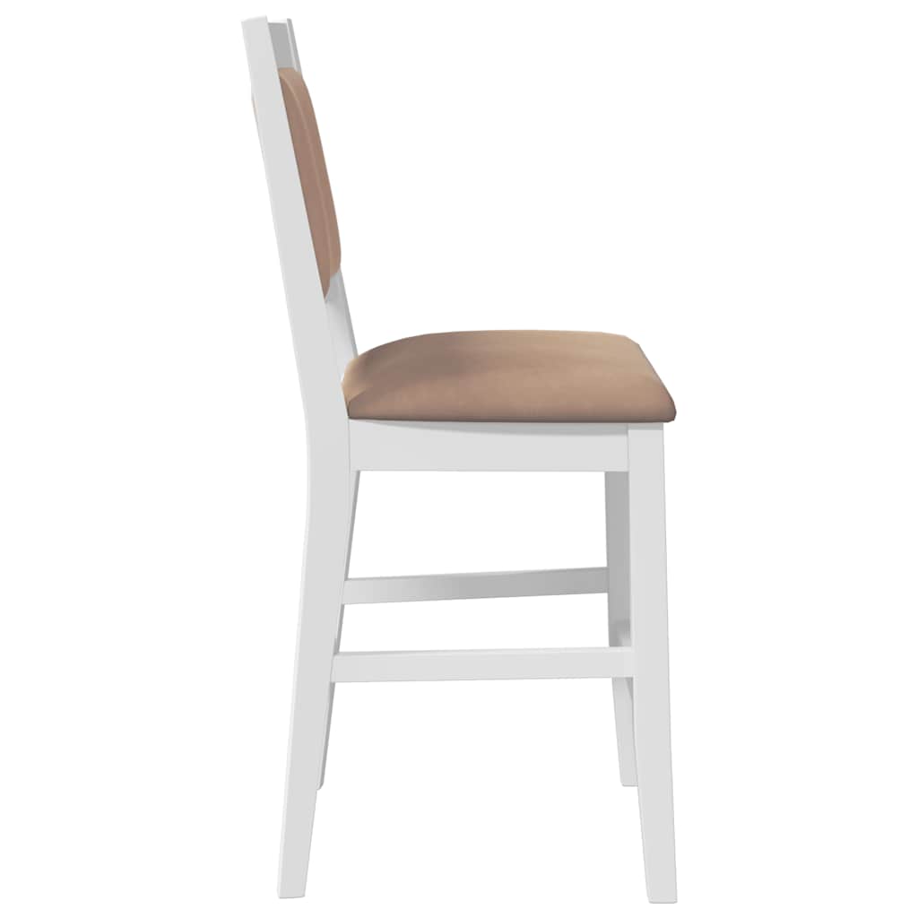 Tabourets de bar avec coussins (lot de 2) en bois massif blanc et caoutchouc - XIOS