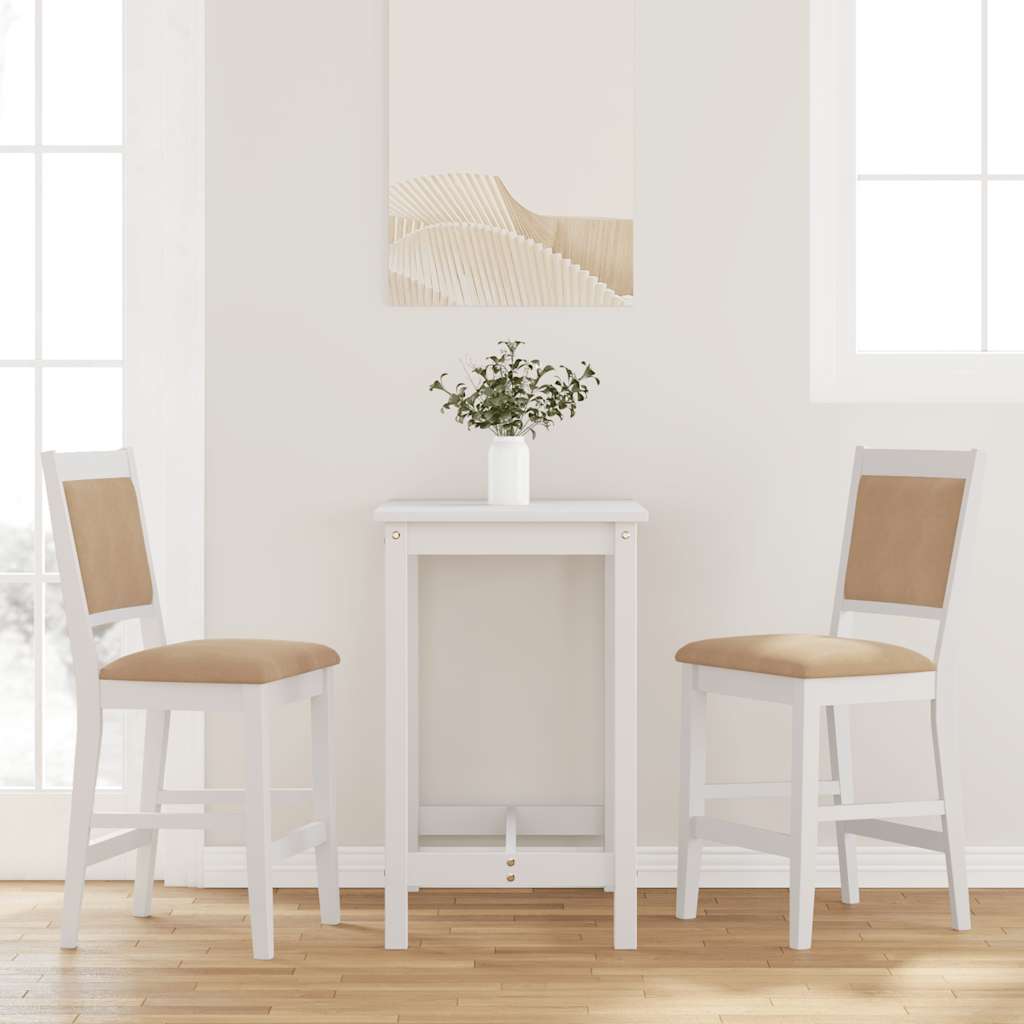 Tabourets de bar avec coussins (lot de 2) en bois massif blanc et caoutchouc - XIOS