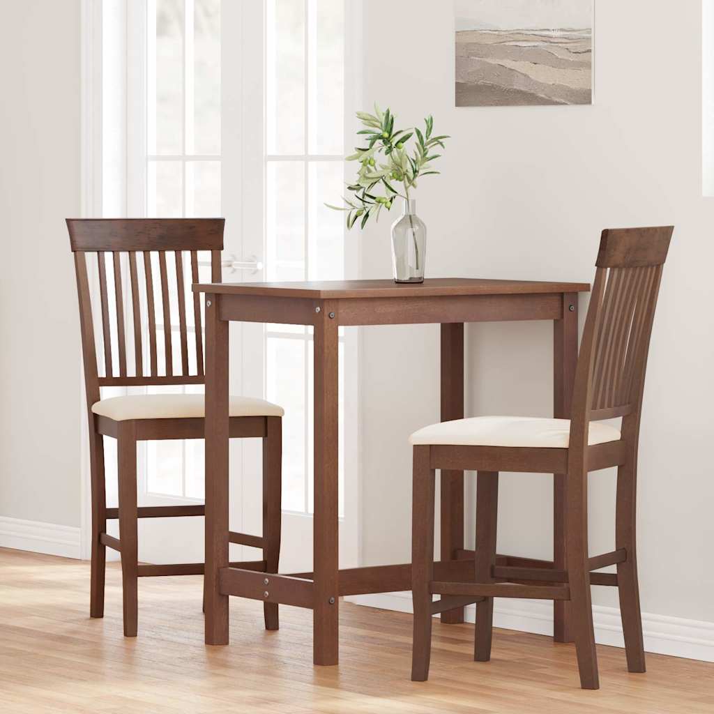 Tabourets de bar avec coussins (lot de 2) en bois massif marron et caoutchouc - XIOS
