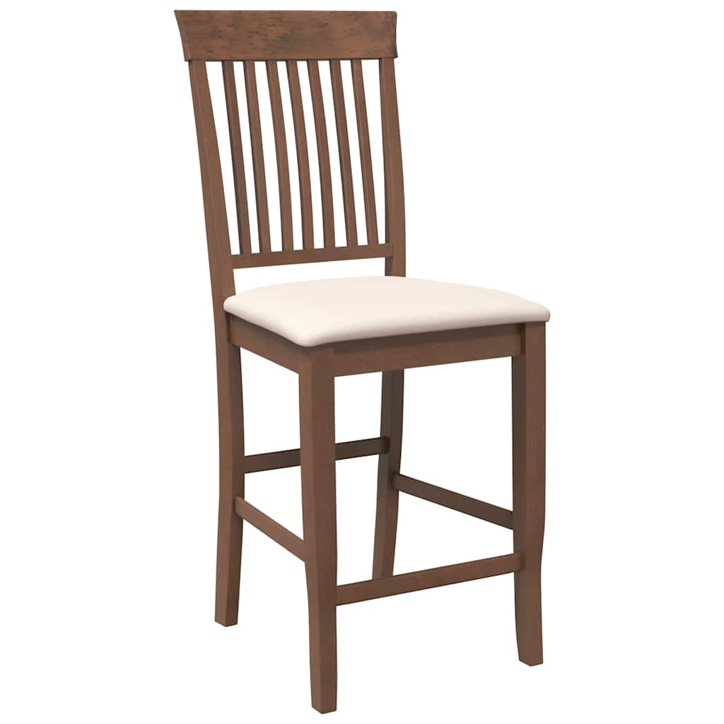 Tabourets de bar avec coussins (lot de 2) en bois massif marron et caoutchouc - XIOS