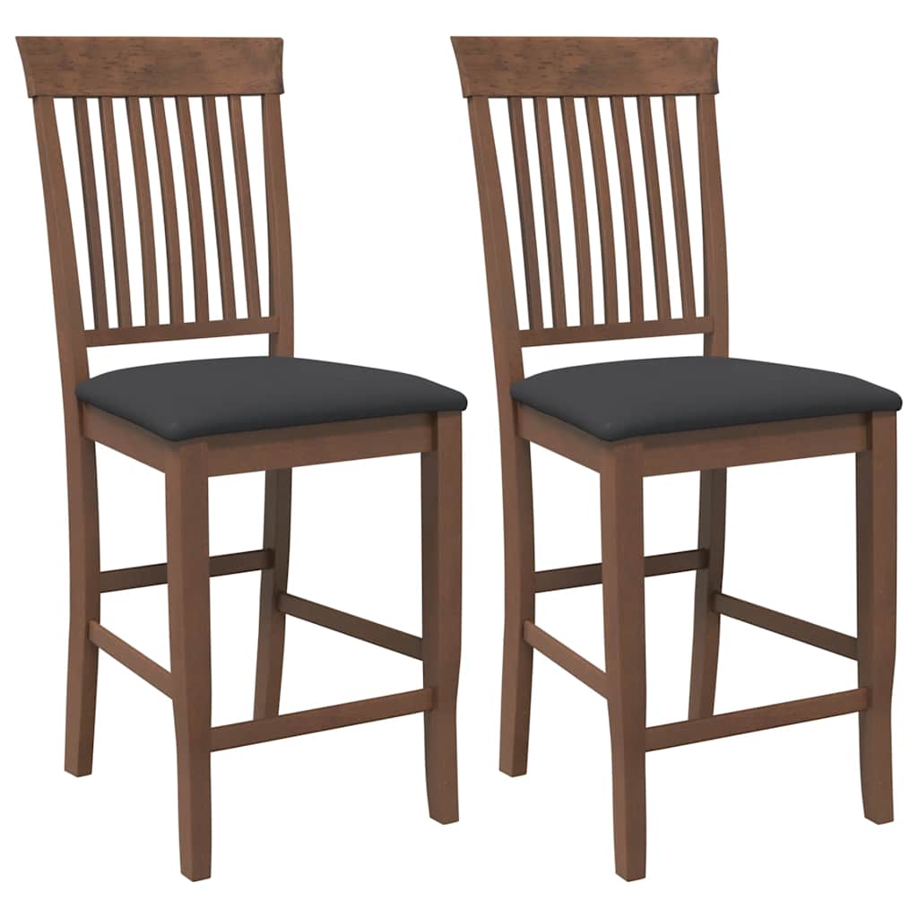 Tabourets de bar avec coussins (lot de 2) en bois massif marron et caoutchouc - XIOS