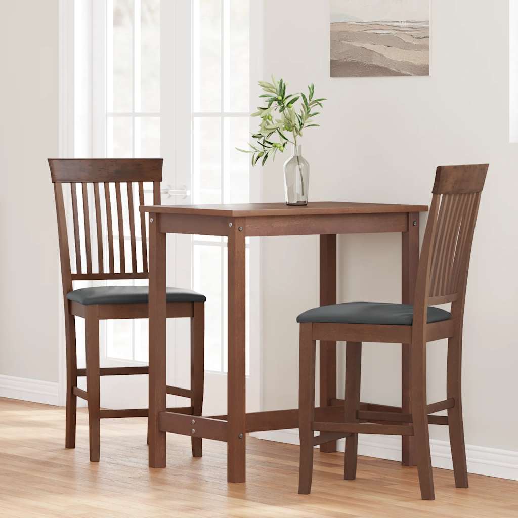 Tabourets de bar avec coussins (lot de 2) en bois massif marron et caoutchouc - XIOS