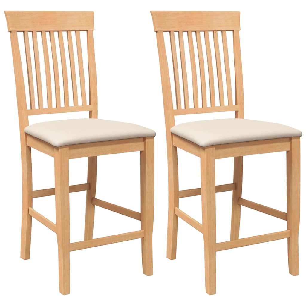 Tabourets de bar avec coussins (2 pcs) en bois massif naturel et caoutchouc - XIOS